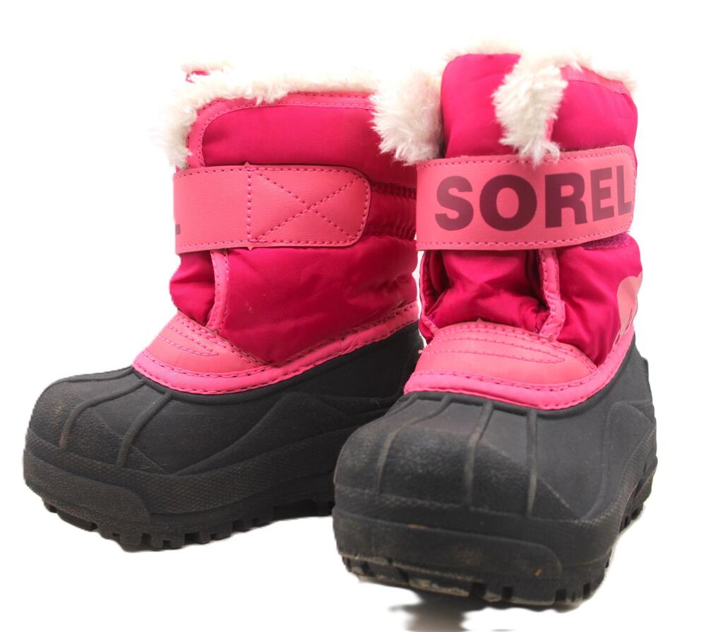 Sorel Snow Commander Boots Girls Size 6 Pink Winter Waterproof Faux Fur